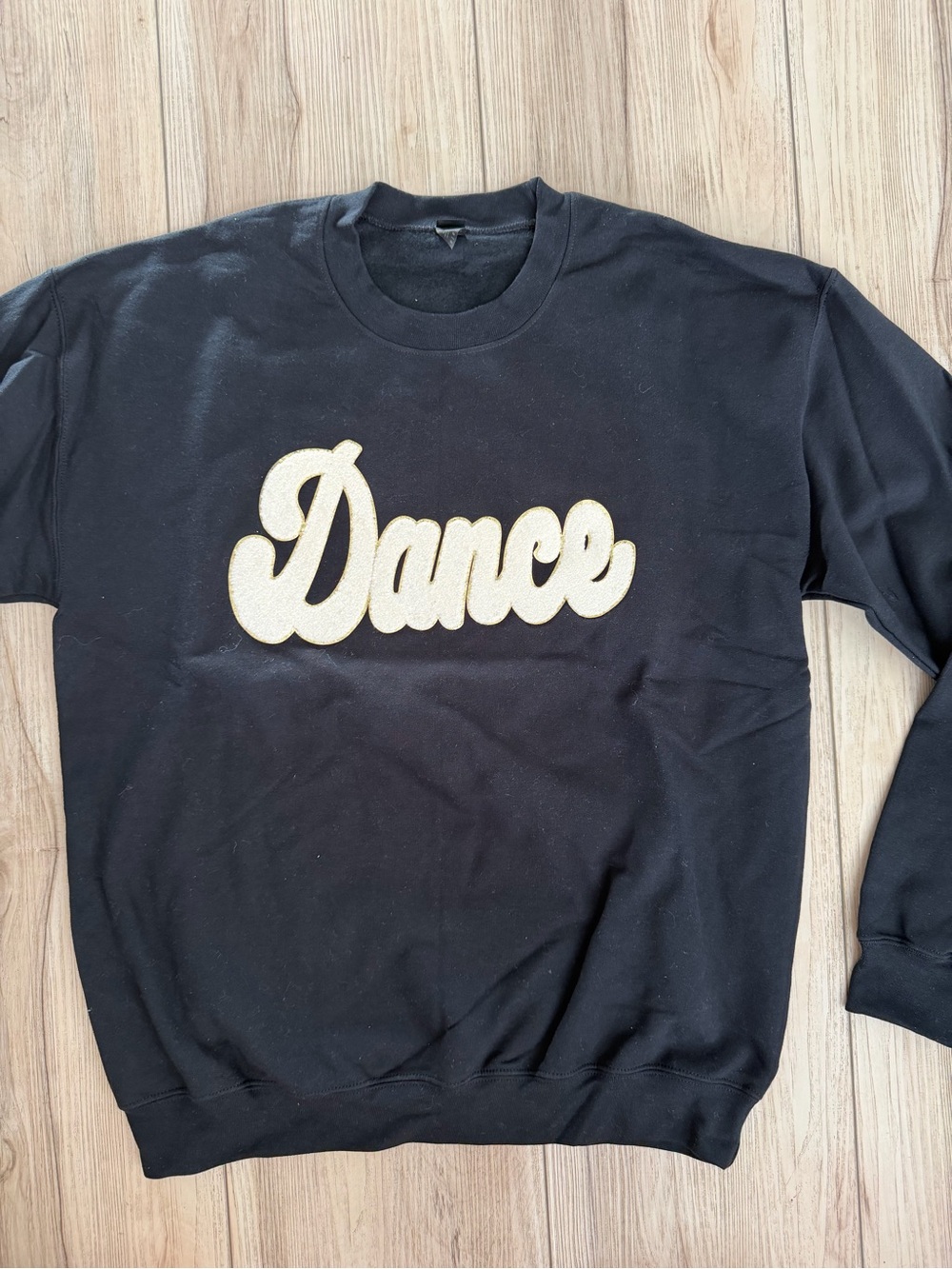Black 'Dance' Crewneck Sweater with Cream Applique